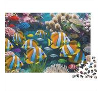 Tropical Fish Tank Puzzle 1000 Pezzo Materiale Riciclabile Barriera Corallina Puzzles per Anziani Allevia la Demenza Senile Fun Activity Ottima Idea Regalo 38x26cm/1000pcs