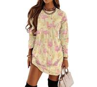 Tropical Flamingo - Abito casual da donna, a maniche lunghe, comodo, girocollo, alla moda, Stile 3, L