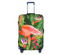 Tropical Flamingo. Copertura per valigia, trolley, elastica, lavabile, antigraffio, adatta per 45-81 cm, bianco, S