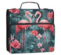 Tropical Flamingo1 - Raccoglitore con cerniera e anelli a D, organizer espandibile con tracolla e manico, 3 raccoglitori ad anelli per portafoglio e custodia
