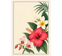 Tropical Flower Dot Grid Journal: Undated Botanical Notebook with 12 Tropical Flower Illustrations to Color: A5 Dotted Notebook for Writing, ... Notes, Sketching and Creative Expression