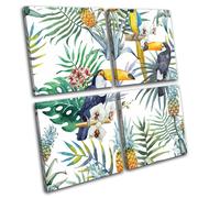 Tropical Flowers Birds Fruit Floral MULTI TELA parete arte foto stampa