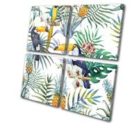 Tropical Flowers Birds Fruit Floral MULTI TELA parete arte foto stampa