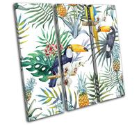 Tropical Flowers Birds Fruit Floral TREBLE TELA parete arte foto stampa