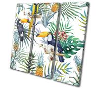 Tropical Flowers Birds Fruit Floral TREBLE TELA parete arte foto stampa