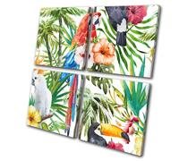 Tropical Flowers Birds Nature Floral MULTI TELA parete arte foto stampa