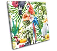 Tropical Flowers Birds Nature Floral SINGLE TELA parete arte foto stampa