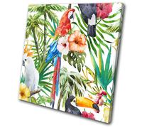 Tropical Flowers Birds Nature Floral SINGLE TELA parete arte foto stampa