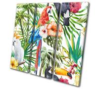 Tropical Flowers Birds Nature Floral TREBLE TELA parete arte foto stampa