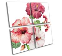 Tropical Flowers Nature Leaves Floral MULTI TELA parete arte foto stampa