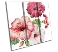 Tropical Flowers Nature Leaves Floral TREBLE TELA parete arte foto stampa