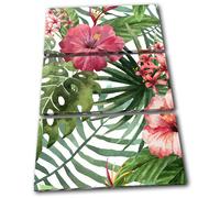 Tropical Flowers Nature Leaves Floral TREBLE TELA parete arte foto stampa