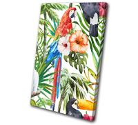 Tropical Flowers Nature Parrot Floral SINGLE TELA parete arte foto stampa