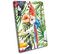 Tropical Flowers Nature Parrot Floral SINGLE TELA parete arte foto stampa