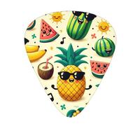Tropical-Fruit-Party - Confezione da 12 plettri per chitarra con 3 spessori e scatola portaoggetti, plettri in ABS per basso elettrico