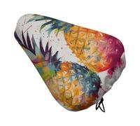 Tropical Fruit Watercolor Ananas Bike Seat Cover morbida imbottita per bici da uomo donna Comfort, coprisella impermeabile per bici da strada con coulisse di ricambio cuscino per esercizi