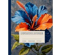 Tropical Hibiscus Composition Notebook | Exotic College-Ruled Notebook: Realistic Blue and Orange Hibiscus on Dark Green Background | 110 Pages | 7.5" ... | Perfect for School, Work, or Personal Use