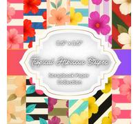 Tropical Hibiscus Stripe Scrapbook Paper Pad - 15 Seamless Bold Floral Designs (8.5″×8.5″, 30 Double-Sided Sheets): Bright Beachy Hibiscus Blooms & ... Patterns for Journals, Cards & Crafts