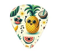 Tropical-Hipster-Fruit-Party - Confezione da 12 plettri per chitarra con 3 spessori e scatola portaoggetti, plettri in ABS per basso elettrico