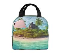 Tropical Island Borsa per il pranzo per donne e uomini adulti isolata Lunch Box riutilizzabile a prova di perdite Borsa per il pranzo di grande capacità Contenitore per alimenti portatile per il
