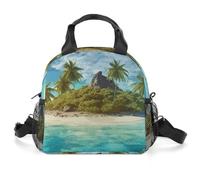 Tropical Island - Borsa termica per il pranzo, da donna, riutilizzabile, a prova di perdite, contenitore per il pranzo di grande capacità, per lavoro, ufficio, picnic, viaggi