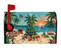 Tropical Island - Coperture magnetiche per cassetta postale con albero di | Scena tropicale sulla spiaggia, copertura per cassetta postale, fiori di ibisco, motivo barca a vela