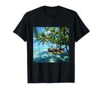 Tropical Island Hammock Palm Paradise Beach Paesaggio Maglietta
