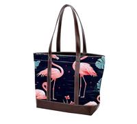 Tropical Jungle Flamingo-540 - Borsa a tracolla da donna, in morbida pelle lavata e borse resistenti, Multicolore 02, 33.8x12x31cm/13.3x4.7x12.2 in