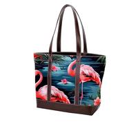 Tropical Jungle Flamingo-573 - Borsa a tracolla da donna, in morbida pelle lavata e borse resistenti, Multicolore 07, 33.8x12x31cm/13.3x4.7x12.2 in