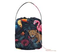 Tropical Jungle Wild Animals Craft Bag con fori Craft Storage per Art Supply estambres para tejer Crochet