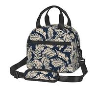 Tropical Leaves-1 borsa termica per il pranzo con cinghie, borsa portapranzo per donne e uomini, borsa tote impermeabile per ufficio e viaggio