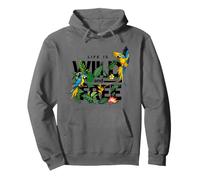 Tropical Macaw Parrots Jungle Nature Bird Design Life Quotes Felpa con Cappuccio