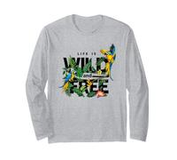 Tropical Macaw Parrots Jungle Nature Bird Design Life Quotes Maglia a Manica