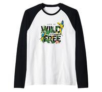Tropical Macaw Parrots Jungle Nature Bird Design Life Quotes Maglia con Maniche Raglan