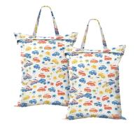 Tropical Monster Cars - Sacchetti per la biancheria da viaggio, impermeabili, per allenamento, yoga, confezione da 2, con manico, beige