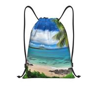 Tropical Palm Tree Hawaii Beach Print Borsa con Coulisse Zainetto Regolabile Stringa Borsa Palestra per All'Aperto Uomo Viaggi 36X42Cm