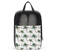 Tropical Palm Tree Leaf Summer Shoe Bag with Zipper & Handle, Waterproof Breathable Portable