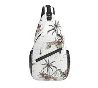 Tropical Palm Trees Island Beach Borsa a tracolla a tracolla Zaino a tracolla diagonale Borsa a tracolla da viaggio Escursionismo Zaini per uomo Donna