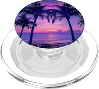 Tropical Palma Albero Spiaggia Mare Oceano Tramonto Viola PopSockets PopGrip per MagSafe