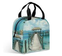 Tropical Pier - Borsa termica per il pranzo, grande capacità, a tenuta stagna, isolata, per donne e uomini, borsa termica portatile per ufficio, viaggi e picnic
