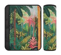 Tropical Rainforest Art Green - Confezione da 2 cinghie imbottite per cintura di sicurezza, per fermare il taglio della cintura di sicurezza nel collo, coperture per cinture di sicurezza da donna per