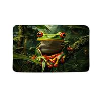 Tropical Rainforest Frog Funny Cute Animal Green Leaves Woods Woods Flower Plant Spring Summer Outdoor Adventure Theme Zerbino Asciugapassi Tappeti Da Bagno Tappeto Entrata 40X60Cm