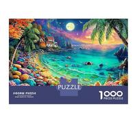 Tropical Scena sulla spiaggia 1000 Tessere Costa vivace Cartone Resistente Puzzle Per Ragazzi 14+, Difficile Sfida, Idea Regalo Natale Premium Immagini Vibranti 38x26cm/1000pcs