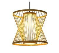 Tropical Shade Chinese Style Chandelier Retro E27 Wood Wicker Woven Pendant Rattan Weave Hanging Lamp Kitchen Light Fixture for Living Room Bar Restaurant(35cm*30cm)