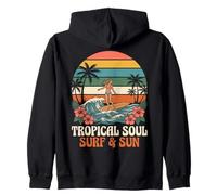 Tropical Soul Surfer Girl Surf e Sun Hawaiian Beach Retro Felpa con Cappuccio