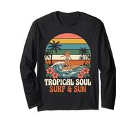 Tropical Soul Surfer Girl Surf e Sun Hawaiian Beach Retro Maglia a Manica