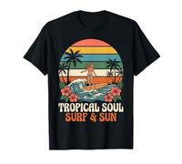 Tropical Soul Surfer Girl Surf e Sun Hawaiian Beach Retro Maglietta