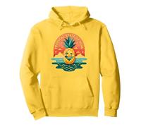 Tropical State of Mind Pineapple Paradise Beach, hawaiani Felpa con Cappuccio, Unisex per Adulti, Limone, S