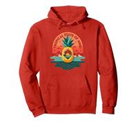 Tropical State of Mind Pineapple Paradise Beach, hawaiani Felpa con Cappuccio, Unisex per Adulti, Rosso, L