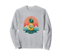 Tropical State of Mind Pineapple Paradise Beach, hawaiani Felpa, Unisex per Adulti, Grigio Melange, XXL